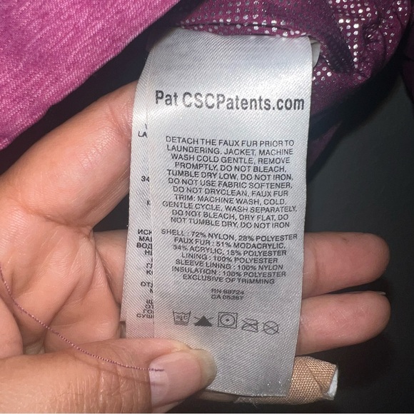 Columbia Girl’s Omni-heat Purple Parka Jacket with Faux Fur Hood - Picture 4 of 5